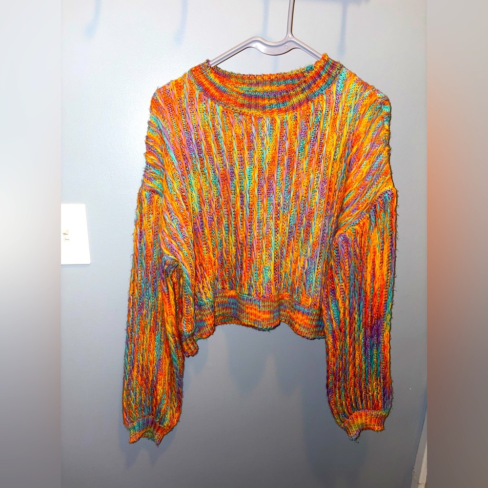 Cropped BLUEBLUSH sweater , size small, multicolored